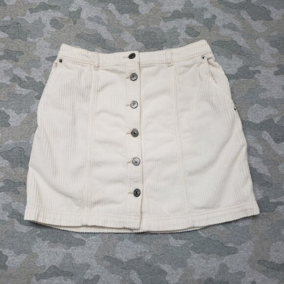 Abercrombie And Fitch Skirt Womens Small Beige Corduroy Button Up - Picture 1 of 6